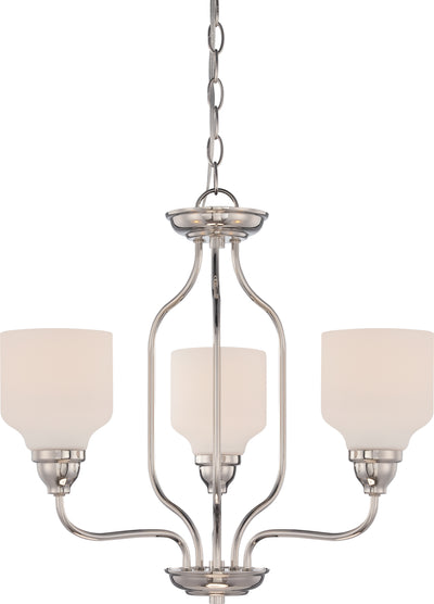 Nuvo Lighting 62/389 KIRK 3 light CHNDLR/OMNI LED  POL NICKEL/SATIN WHITE GLSS