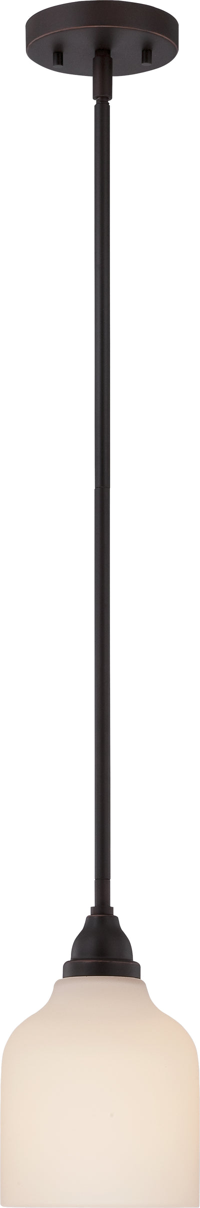 Nuvo Lighting 62/392 KIRK 1 light LED MINI PENDANT MAHOGANY BRNZ/SATIN WHITE GLSS