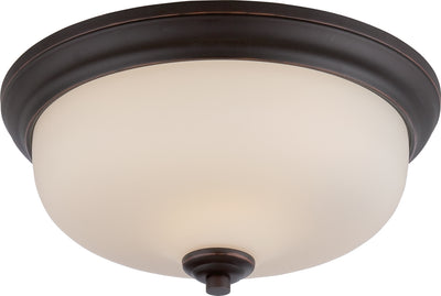 Nuvo Lighting 62/393 KIRK 2 light LED FLUSH FXTRE  MAHOGANY BRNZ/SATIN WHITE GLSS