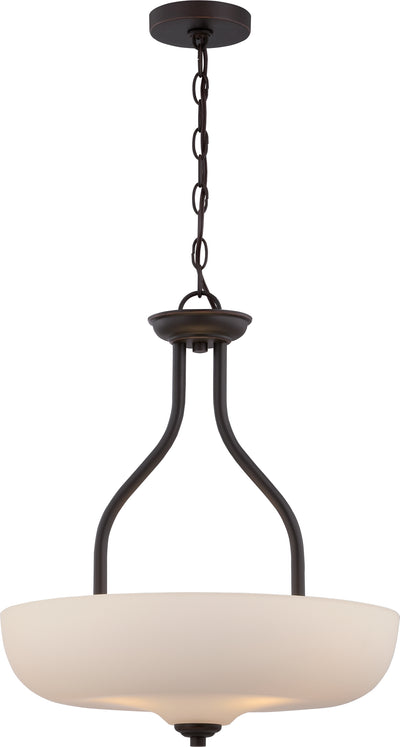 Nuvo Lighting 62/395 KIRK 3 light LED PENDANT  MAHOGANY BRNZ/SATIN WHITE GLSS