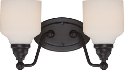 Nuvo Lighting 62/397 KIRK 2 light VANITY/OMNI LED  MAHGNY BRNZE/SATN WHT GLSS