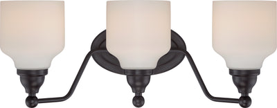 Nuvo Lighting 62/398 KIRK 3 light VANITY/OMNI LED  MAHGNY BRNZE/SATN WHT GLSS
