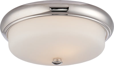 Nuvo Lighting 62/403 DYLAN 2 light LED FLUSH FXTRE POL NICKEL/SATIN WHITE GLASS