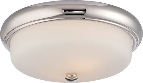 Nuvo Lighting 62/403 DYLAN 2 light LED FLUSH FXTRE POL NICKEL/SATIN WHITE GLASS