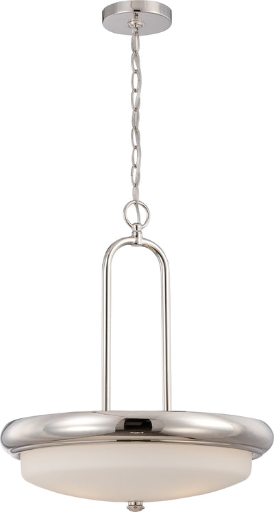 Nuvo Lighting 62/405 DYLAN 3 light LED PENDANT POL NICKEL/SATIN WHITE GLASS