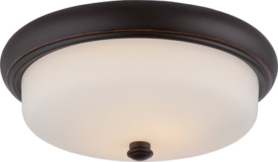 Nuvo Lighting 62/413 DYLAN 2 light LED FLUSH FXTRE MAHOGANY BRNZ/SATIN WHITE GLSS