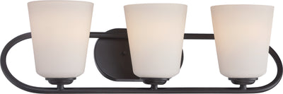 Nuvo Lighting 62/418 DYLAN 3 light VANITY/OMNI LED MAHGNY BRNZE/SATN WHT GLSS