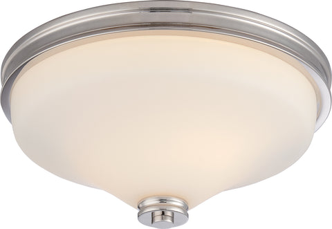 Nuvo Lighting 62/423 CODY 2 light LED FLUSH FXTRE  POL NICKEL/SATIN WHITE GLASS