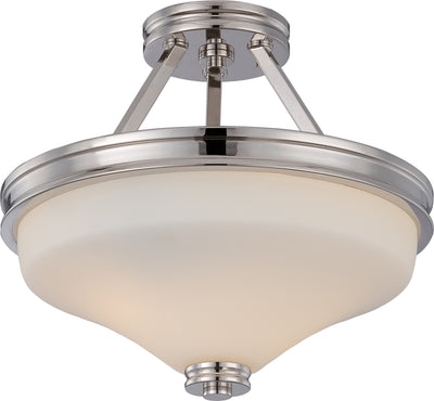 Nuvo Lighting 62/424 CODY 2 light LED SEMI FLUSH POL NICKEL/SATIN WHITE GLASS