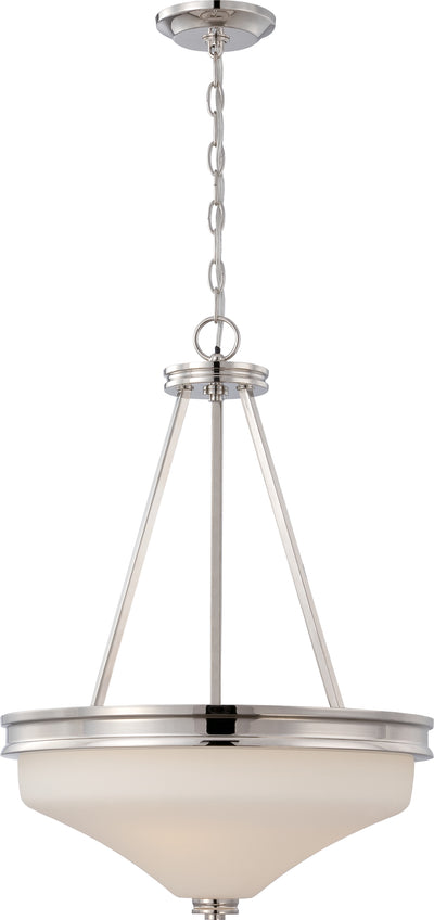 Nuvo Lighting 62/425 CODY 3 light LED PENDANT  POL NICKEL/SATIN WHITE GLASS