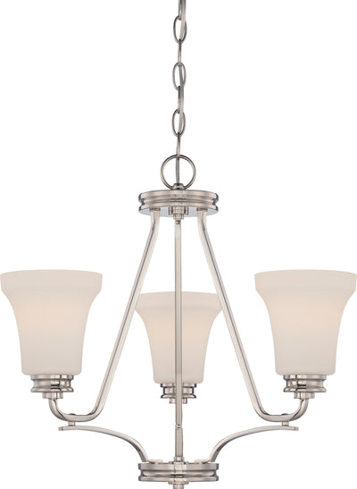 Nuvo Lighting 62/429 CODY 3 light CHNDLR/OMNI LED  POL NICKEL/SATIN WHITE GLSS