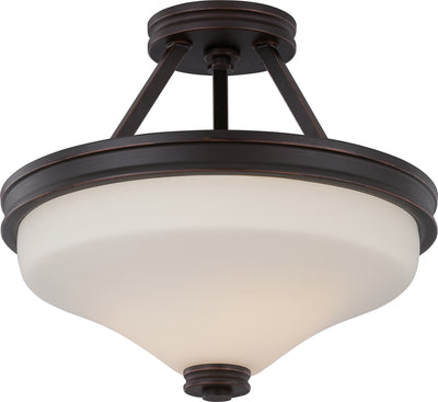 Nuvo Lighting 62/434 CODY 2 light LED SEMI FLUSH MAHOGANY BRNZ/SATIN WHITE GLSS