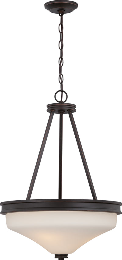 Nuvo Lighting 62/435 CODY 3 light LED PENDANT  MAHOGANY BRNZ/SATIN WHITE GLSS