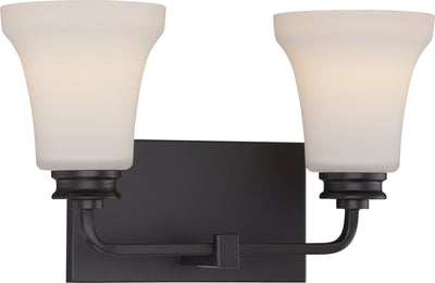 Nuvo Lighting 62/437 CODY 2 light VANITY/OMNI LED  MAHGNY BRNZE/SATN WHT GLSS