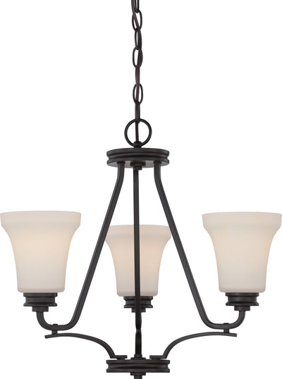 Nuvo Lighting 62/439 CODY 3 light CHNDLR/OMNI LED  MAHGNY BRNZE/SATN WHT GLSS