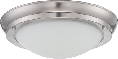 Nuvo Lighting 62/514 POKE MED LED FLUSH FIXTURE BRSHD NICKEL/SATIN WHTE GLSS
