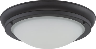 Nuvo Lighting 62/515 POKE MED LED FLUSH FIXTURE AGED BRONZE/SATIN WHTE GLSS