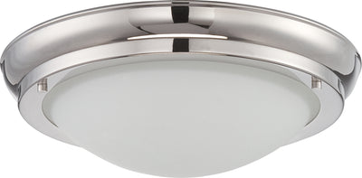 Nuvo Lighting 62/516 POKE MED LED FLUSH FIXTURE POL NICKEL/SATIN WHTE GLSS