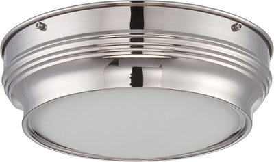 Nuvo Lighting 62/533 LARK LED FLUSH POL NICKEL/SATIN WHTE GLSS