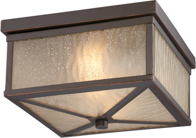 Nuvo Lighting 62/663 HAVEN LED OUTDOOR FLUSH  MAHGNY BRNZE/TEA STAIN GLASS