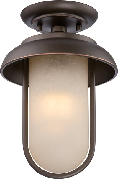 Nuvo Lighting 62/673 TULSA LED OUTDOOR FLUSH  MAHGNY BRNZE/SATIN AMBR GLSS