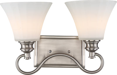 Nuvo Lighting 62/802 TESS 2 LIGHT LED VANITY  BR NICKEL/FROSTED FLUTED GLASS