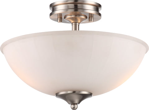 Nuvo Lighting 62/808 TESS 2 LIGHT LED SEMI FLUSH  BR NICKEL/FROSTED FLUTED GLASS