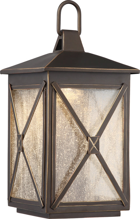 Nuvo Lighting 62/811 ROXTON 1 light OUTDOOR SM LANTERN UMBER BAY/CLEAR SEEDED GLASS