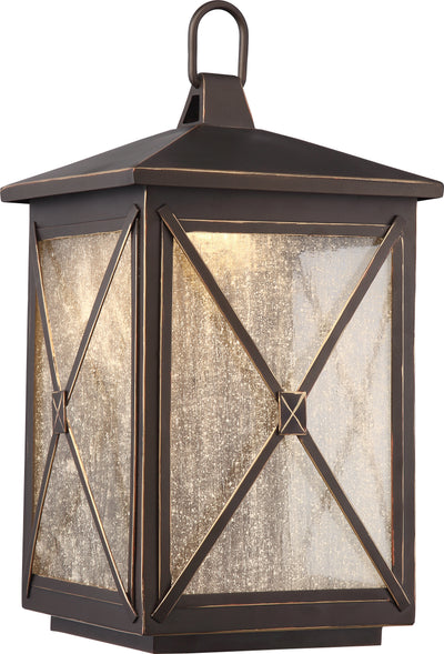 Nuvo Lighting 62/812 ROXTON 1 light OUTDOOR LG LANTERN UMBER BAY/CLEAR SEEDED GLASS