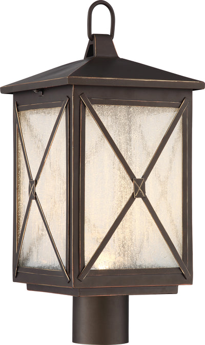 Nuvo Lighting 62/815 ROXTON 1 light OUTDOOR POST LANT  UMBER BAY/CLEAR SEEDED GLASS