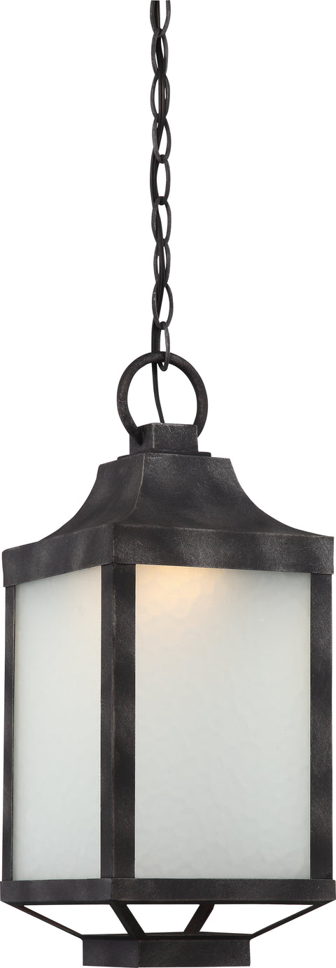 Nuvo Lighting 62/834 WINTHROP 1 light OUTDOOR HANGING  IRON BLACK/ETCHED WATER GLASS