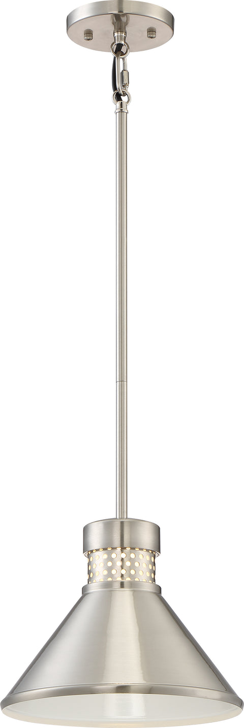 Nuvo Lighting 62/851 Doral Small LED Pendant Brushed Nickel / White Accent Finish