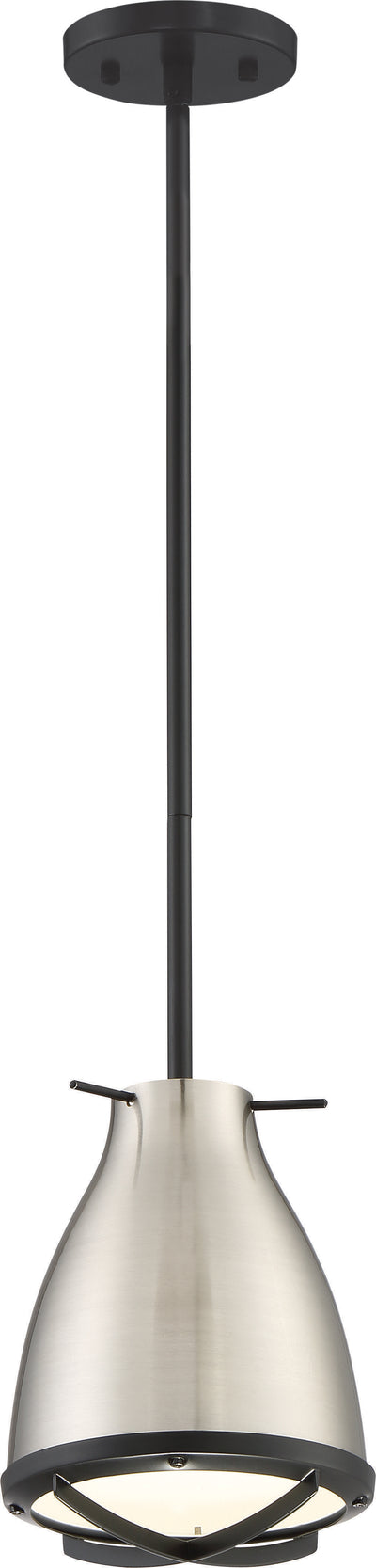 Nuvo Lighting 62/861 THRUST 1 light SMALL LED PENDANT  BR NICKEL W/ WHITE ACCENTS