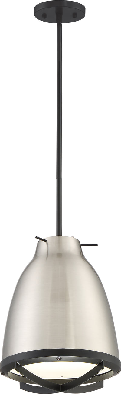 Nuvo Lighting 62/862 THRUST 1 light LARGE LED PENDANT  BR NICKEL W/ WHITE ACCENTS
