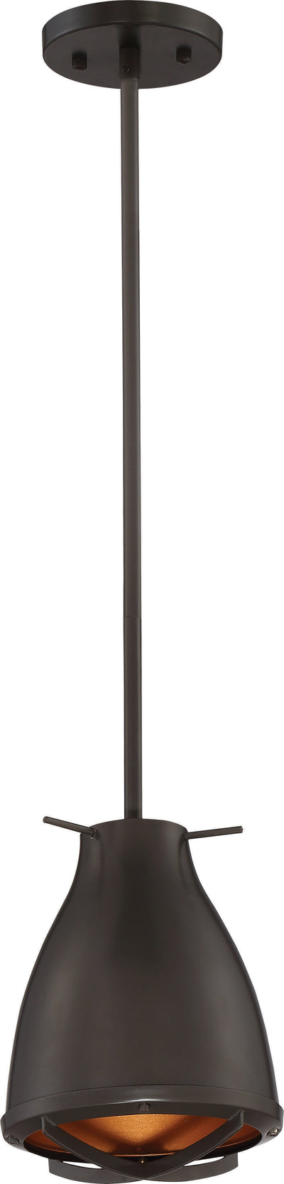 Nuvo Lighting 62/866 THRUST 1 light SMALL LED PENDANT  DARK BRONZE W/ COPPER ACCENTS