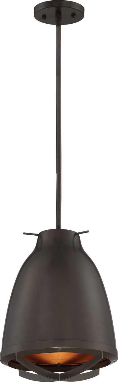 Nuvo Lighting 62/867 THRUST 1 light LARGE LED PENDANT  DARK BRONZE W/ COPPER ACCENTS