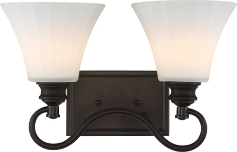 Nuvo Lighting 62/902 TESS 2 LIGHT LED VANITY  FOREST BRZ /FROSTED FLUTED GL