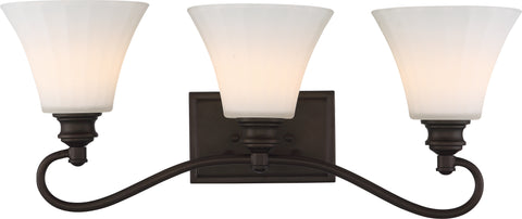 Nuvo Lighting 62/903 TESS 3 LIGHT LED VANITY  FOREST BRZ /FROSTED FLUTED GL