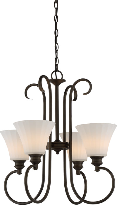 Nuvo Lighting 62/904 TESS 4 LIGHT LED FOYER FIXTURE FOREST BRZ /FROSTED FLUTED GL