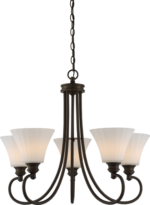 Nuvo Lighting 62/905 TESS 5 LIGHT LED CHANDELIER  FOREST BRZ /FROSTED FLUTED GL