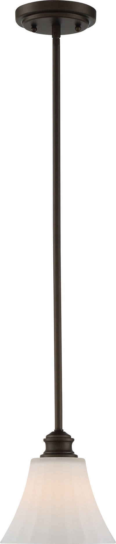 Nuvo Lighting 62/906 TESS 1 LIGHT LED MINI PENDANT  FOREST BRZ /FROSTED FLUTED GL