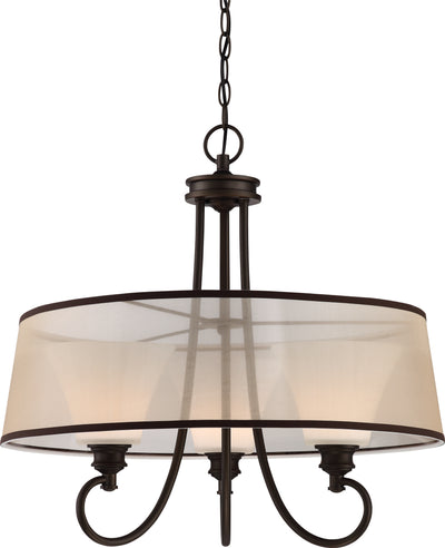 Nuvo Lighting 62/907 TESS 3 LIGHT LED PENDANT FOREST BRZ /FROSTED FLUTED GL