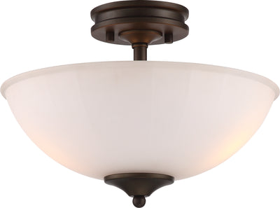 Nuvo Lighting 62/908 TESS 2 LIGHT LED SEMI FLUSH  FOREST BRZ /FROSTED FLUTED GL