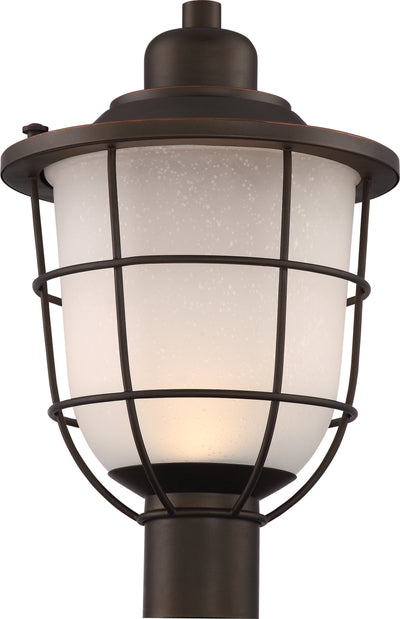 Nuvo Lighting 62/945 BUNGALOW 1light OUTDOOR POST  MAHOGANY BRONZE/ETCH SEED GL