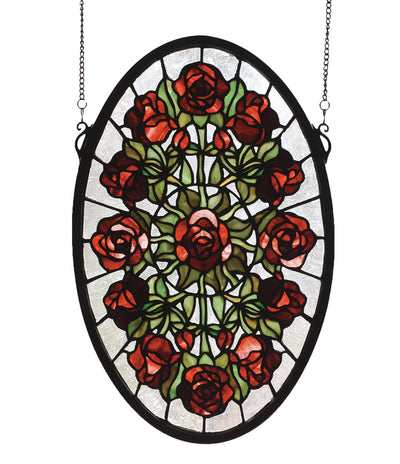 Meyda Lighting 66005 11"W X 17"H Oval Rose Garden Stained Glass Window