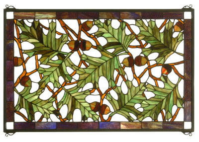 Meyda Lighting 66276 28"W X 18"H Acorn & Oak Leaf Stained Glass Window