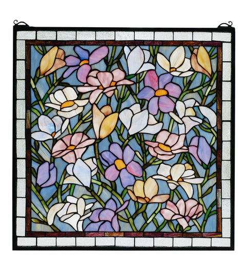 Meyda Lighting 66278 22"W X 22"H Sugar Magnolia Stained Glass Window