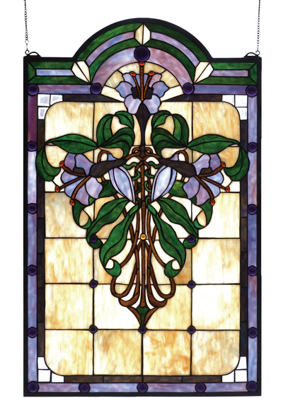 Meyda Lighting 67136 22"W X 35"H Nouveau Lily Stained Glass Window