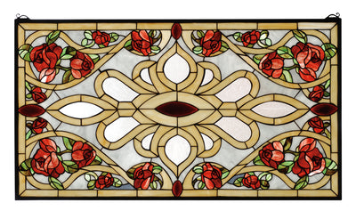 Meyda Lighting 67139 36"W X 20"H Bed of Roses Stained Glass Window