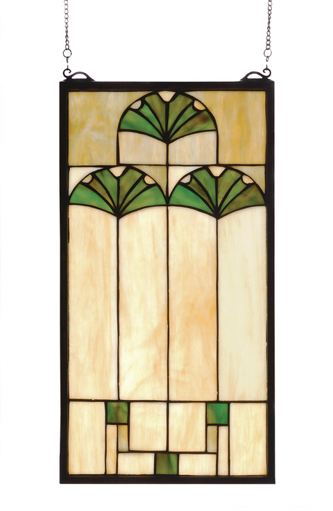 Meyda Lighting 67787 11"W X 20"H Ginkgo Stained Glass Window